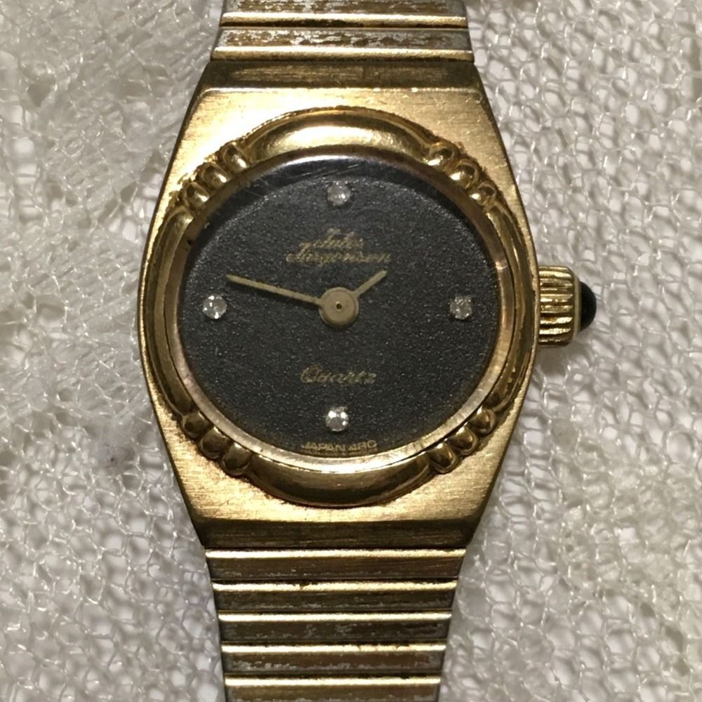 Vintage Jules Jurgensen Ladies Watch Parts Repair Battery Gold Tone Diamonds